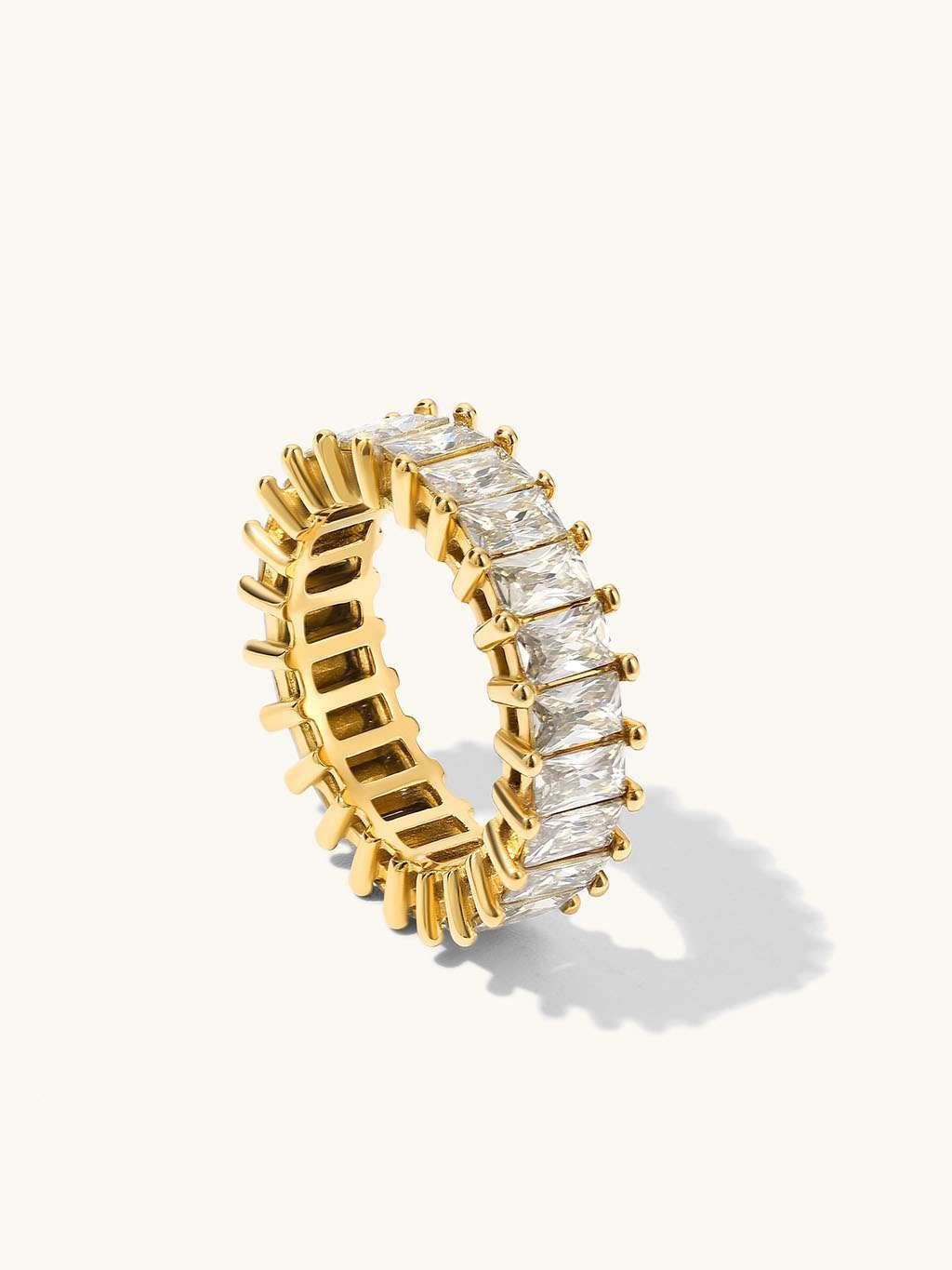 Dorose Square Ring mit Zirkonia Gold Wasserfester Schmuck